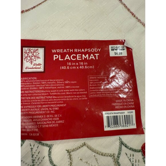 2 VTG Wreath Rhapsody Christmas cut out wreath Placemats holiday table top NoS - Picture 10 of 11
